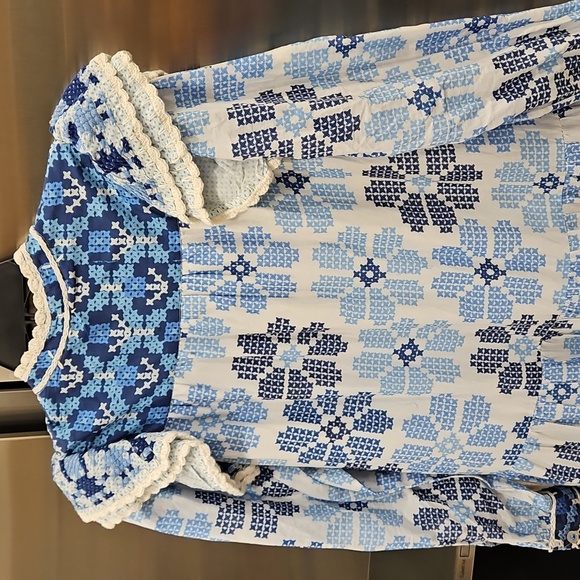 💕FARM RIO💕 Off-White Stitched Flowers And Girls Midi Dress ~ Small S NWT - Picture 11 of 16